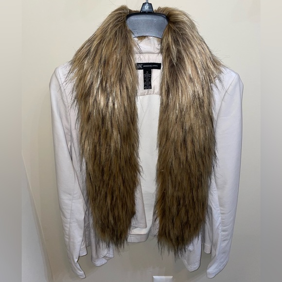 INC Cloth & Faux Leather Jacket With Fur Size M - Picture 1 of 7